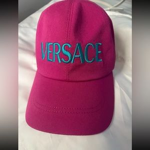 Pink Versace logo baseball cap